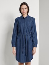 Mini Jeanskleid mit Bindegürtel - Frauen - dark stone wash denim Mini Jeanskleid mit Bindegürtel - Frauen - dark stone wash denim - 1 - TOM TAILOR