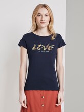 Jersey T-Shirt mit Schrift-Print - Frauen - Real Navy Blue Jersey T-Shirt mit Schrift-Print - Frauen - Real Navy Blue - 1 - TOM TAILOR Denim