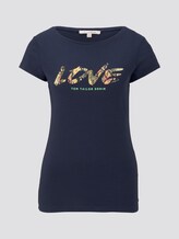 Jersey T-Shirt mit Schrift-Print - Frauen - Real Navy Blue Jersey T-Shirt mit Schrift-Print - Frauen - Real Navy Blue - 7 - TOM TAILOR Denim