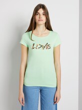 Jersey T-Shirt mit Schrift-Print - Frauen - soft neo green Jersey T-Shirt mit Schrift-Print - Frauen - soft neo green - 1 - TOM TAILOR Denim