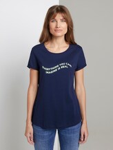 T-Shirt mit Schrift-Print - Frauen - Real Navy Blue T-Shirt mit Schrift-Print - Frauen - Real Navy Blue - 1 - TOM TAILOR Denim