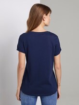 T-Shirt mit Schrift-Print - Frauen - Real Navy Blue T-Shirt mit Schrift-Print - Frauen - Real Navy Blue - 2 - TOM TAILOR Denim
