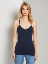 Basic Top mit Spaghettiträgern - Frauen - Real Navy Blue Basic Top mit Spaghettiträgern - Frauen - Real Navy Blue - 1 - TOM TAILOR Denim