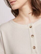 Geripptes Langarmshirt mit Knopfleiste - Frauen - Gardenia White Geripptes Langarmshirt mit Knopfleiste - Frauen - Gardenia White - 10 - TOM TAILOR Denim