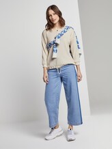 Geripptes Langarmshirt mit Knopfleiste - Frauen - Gardenia White Geripptes Langarmshirt mit Knopfleiste - Frauen - Gardenia White - 3 - TOM TAILOR Denim
