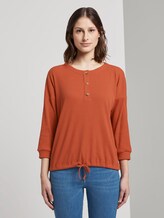 Ribbed long-sleeved top with a button tab - Women - fox orange Ribbed long-sleeved top with a button tab - Women - fox orange - 1 - TOM TAILOR Denim