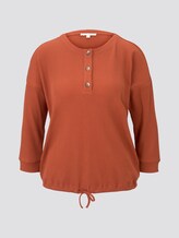 Ribbed long-sleeved top with a button tab - Women - fox orange Ribbed long-sleeved top with a button tab - Women - fox orange - 7 - TOM TAILOR Denim
