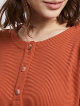 Ribbed long-sleeved top with a button tab - Women - fox orange Ribbed long-sleeved top with a button tab - Women - fox orange - 9 - TOM TAILOR Denim