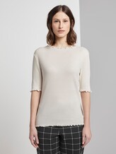 T-Shirt mit Lochmuster - Frauen - Gardenia White T-Shirt mit Lochmuster - Frauen - Gardenia White - 1 - TOM TAILOR Denim
