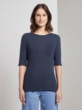 T-shirt with a lace pattern - Women - Real Navy Blue T-shirt with a lace pattern - Women - Real Navy Blue - 1 - TOM TAILOR Denim