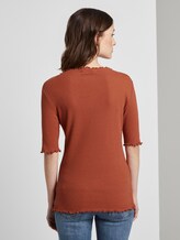 T-Shirt mit Lochmuster - Frauen - fox orange T-Shirt mit Lochmuster - Frauen - fox orange - 2 - TOM TAILOR Denim