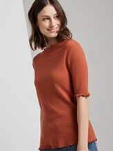 T-Shirt mit Lochmuster - Frauen - fox orange T-Shirt mit Lochmuster - Frauen - fox orange - 5 - TOM TAILOR Denim