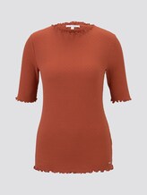 T-Shirt mit Lochmuster - Frauen - fox orange T-Shirt mit Lochmuster - Frauen - fox orange - 7 - TOM TAILOR Denim