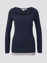 Langarmshirt mit Carree-Ausschnitt - Frauen - Real Navy Blue Langarmshirt mit Carree-Ausschnitt - Frauen - Real Navy Blue - 7 - TOM TAILOR Denim