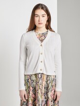 Cardigan in a ribbed look - Women - Gardenia White Cardigan in a ribbed look - Women - Gardenia White - 1 - TOM TAILOR Denim