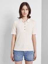 Polo-Shirt in Ripp-Optik - Frauen - Gardenia White Polo-Shirt in Ripp-Optik - Frauen - Gardenia White - 1 - TOM TAILOR Denim