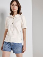 Polo-Shirt in Ripp-Optik - Frauen - Gardenia White Polo-Shirt in Ripp-Optik - Frauen - Gardenia White - 5 - TOM TAILOR Denim