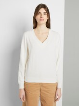 Sweater mit V-Ausschnitt - Frauen - Gardenia White Sweater mit V-Ausschnitt - Frauen - Gardenia White - 1 - TOM TAILOR Denim