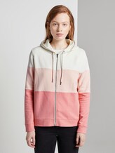 Sweatjacke mit Blockstreifen - Frauen - rose creme colorblock Sweatjacke mit Blockstreifen - Frauen - rose creme colorblock - 1 - TOM TAILOR Denim