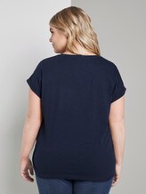 Lockeres T-Shirt mit kleiner Stickerei - Frauen - Real Navy Blue Lockeres T-Shirt mit kleiner Stickerei - Frauen - Real Navy Blue - 2 - My True Me