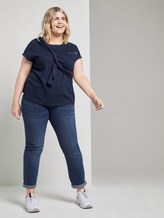 Lockeres T-Shirt mit kleiner Stickerei - Frauen - Real Navy Blue Lockeres T-Shirt mit kleiner Stickerei - Frauen - Real Navy Blue - 3 - My True Me