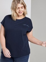 Lockeres T-Shirt mit kleiner Stickerei - Frauen - Real Navy Blue Lockeres T-Shirt mit kleiner Stickerei - Frauen - Real Navy Blue - 5 - My True Me