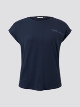 Lockeres T-Shirt mit kleiner Stickerei - Frauen - Real Navy Blue Lockeres T-Shirt mit kleiner Stickerei - Frauen - Real Navy Blue - 7 - My True Me