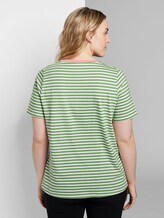 Striped T-shirt with a contrasting cover - Women - green stripe Striped T-shirt with a contrasting cover - Women - green stripe - 2 - My True Me