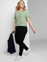 Striped T-shirt with a contrasting cover - Women - green stripe Striped T-shirt with a contrasting cover - Women - green stripe - 3 - My True Me