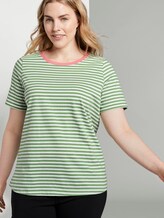 Striped T-shirt with a contrasting cover - Women - green stripe Striped T-shirt with a contrasting cover - Women - green stripe - 5 - My True Me