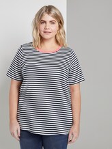 Curvy - Gestreiftes T-Shirt mit Kontrastblende - Frauen - navy stripe Curvy - Gestreiftes T-Shirt mit Kontrastblende - Frauen - navy stripe - 1 - My True Me