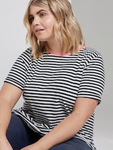 Curvy - Gestreiftes T-Shirt mit Kontrastblende - Frauen - navy stripe Curvy - Gestreiftes T-Shirt mit Kontrastblende - Frauen - navy stripe - 5 - My True Me