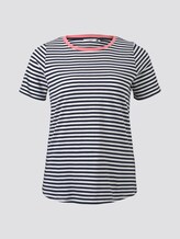 Curvy - Gestreiftes T-Shirt mit Kontrastblende - Frauen - navy stripe Curvy - Gestreiftes T-Shirt mit Kontrastblende - Frauen - navy stripe - 7 - My True Me