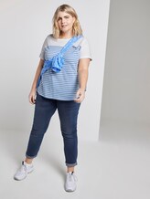 Gestreiftes T-Shirt mit Stickerei - Frauen - Whisper White Gestreiftes T-Shirt mit Stickerei - Frauen - Whisper White - 3 - My True Me