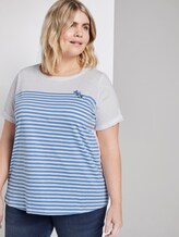 Gestreiftes T-Shirt mit Stickerei - Frauen - Whisper White Gestreiftes T-Shirt mit Stickerei - Frauen - Whisper White - 5 - My True Me