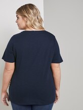 Gestreiftes T-Shirt mit Stickerei - Frauen - Real Navy Blue Gestreiftes T-Shirt mit Stickerei - Frauen - Real Navy Blue - 2 - My True Me