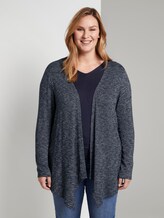 Printed cardigan with waterfall details - Women - real navy blue melange Printed cardigan with waterfall details - Women - real navy blue melange - 1 - My True Me