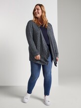 Printed cardigan with waterfall details - Women - real navy blue melange Printed cardigan with waterfall details - Women - real navy blue melange - 3 - My True Me