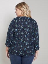 Gemustertes Langarmshirt mit Ärmeldetail - Frauen - navy flower dot print Gemustertes Langarmshirt mit Ärmeldetail - Frauen - navy flower dot print - 2 - My True Me
