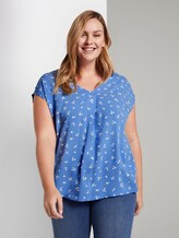 Gemustertes T-Shirt aus Materialmix - Frauen - light blue flower print Gemustertes T-Shirt aus Materialmix - Frauen - light blue flower print - 5 - My True Me