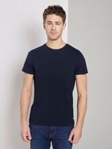 T-Shirt mit Rippblende am Ausschnitt - Männer - Sky Captain Blue T-Shirt mit Rippblende am Ausschnitt - Männer - Sky Captain Blue - 1 - TOM TAILOR