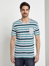Gestreiftes T-Shirt - Männer - teal printed stripe Gestreiftes T-Shirt - Männer - teal printed stripe - 1 - TOM TAILOR