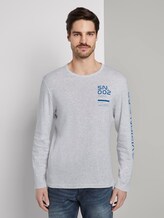 Langarmshirt mit Schrift-Print - Männer - Blanc De Blanc White Melange Langarmshirt mit Schrift-Print - Männer - Blanc De Blanc White Melange - 1 - TOM TAILOR