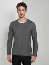 Langarmshirt mit Underlayer - Männer - navy waffle stripe Langarmshirt mit Underlayer - Männer - navy waffle stripe - 1 - TOM TAILOR