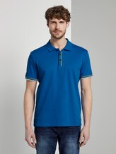 Polo shirt with a striped rib trim - Men - victory blue Polo shirt with a striped rib trim - Men - victory blue - 1 - TOM TAILOR