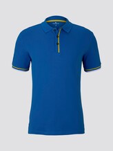 Polo shirt with a striped rib trim - Men - victory blue Polo shirt with a striped rib trim - Men - victory blue - 7 - TOM TAILOR