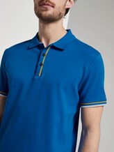 Polo shirt with a striped rib trim - Men - victory blue Polo shirt with a striped rib trim - Men - victory blue - 9 - TOM TAILOR