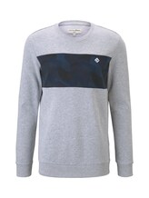 TOM TAILOR DENIM Herren Sweatshirt mit Print, grau, unifarben mit Print, Gr.XL