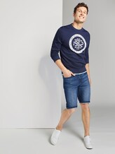 Strukturiertes Sweatshirt mit Marathon-Print - Männer - Black Iris Blue Strukturiertes Sweatshirt mit Marathon-Print - Männer - Black Iris Blue - 3 - TOM TAILOR