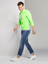 Strukturiertes Sweatshirt mit Marathon-Print - Männer - neon green white melange Strukturiertes Sweatshirt mit Marathon-Print - Männer - neon green white melange - 3 - TOM TAILOR